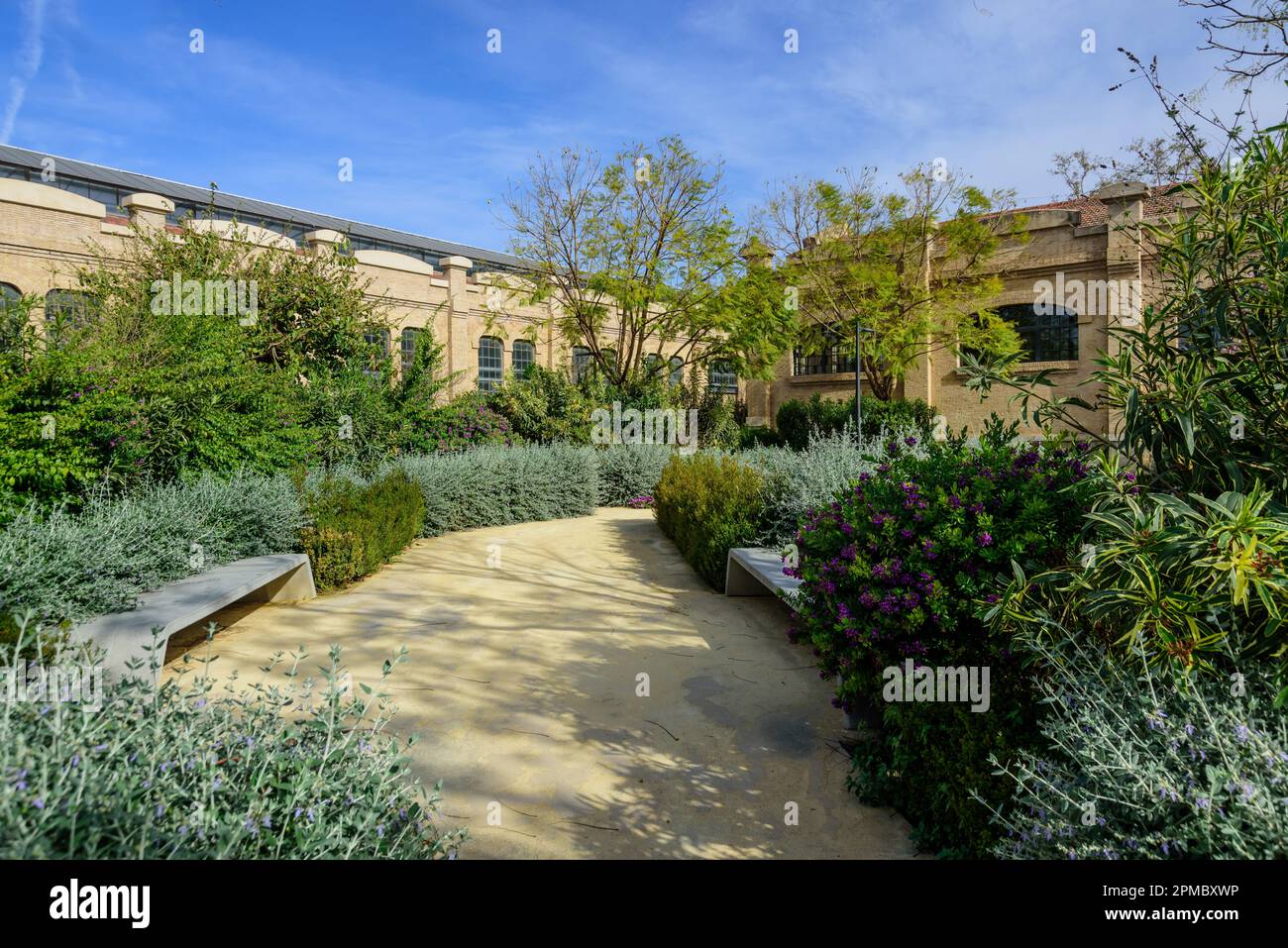 Valencia, Parc Central, historische Bahnbauten // Valencia, Central Parc, Historic Railroad Buildings Foto Stock