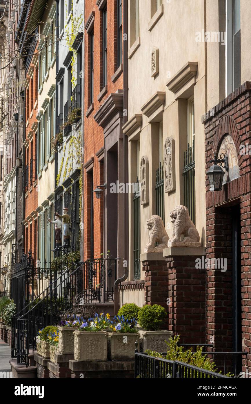 Quartiere residenziale, East 19th Street, NYC, USA 2023 Foto Stock