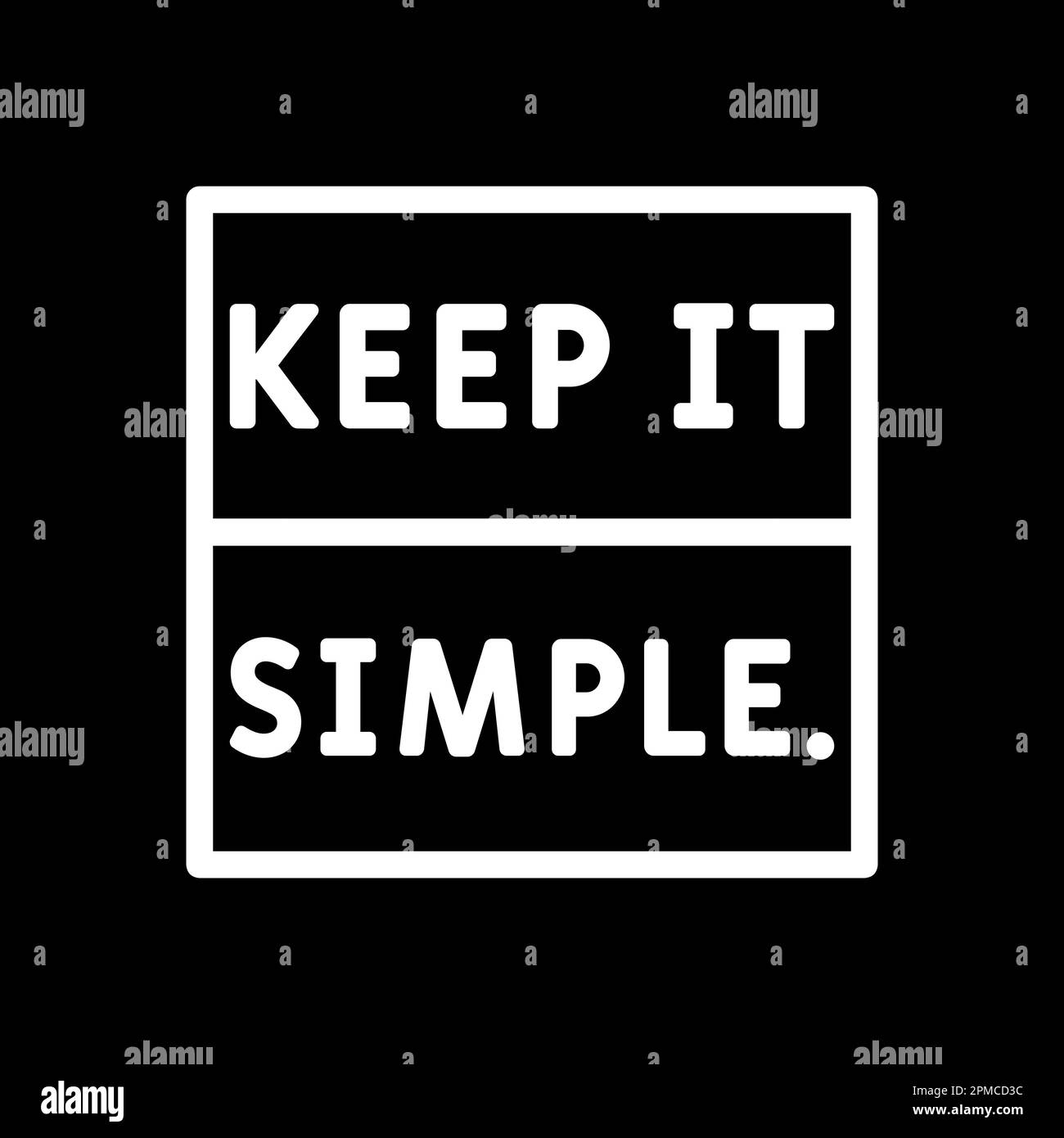 Keep it Simple, Motivational modello di citazione di tipografia per T-Shirt, tazza, Poster o altro materiale promozionale. Illustrazione Vettoriale