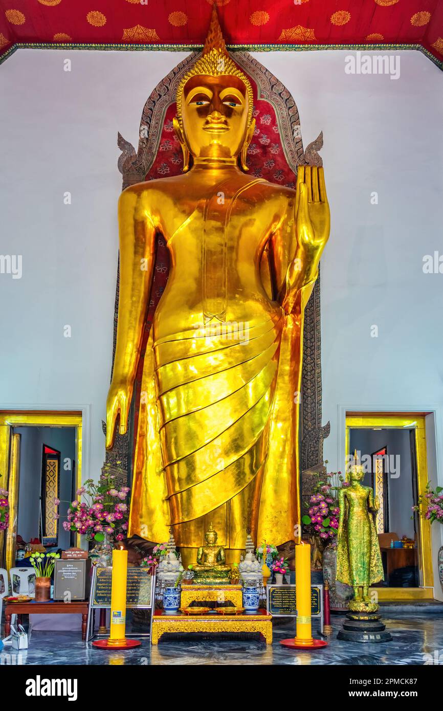 Grande statua di Buddha alta 10m metri a Wat Pho a Bangkok, Thailandia Foto Stock