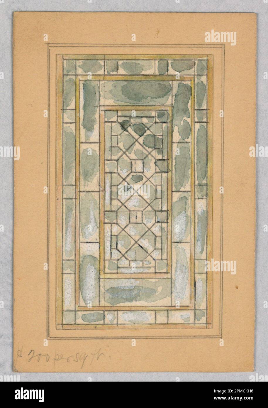 Disegno, disegno per vetro colorato; disegnato da Alice Cordelia Morse (americano, 1863–1961); pennello e acquerello, gouache, grafite su carta ovata; immagine: 8,9 x 5,1 cm (3 1/2 x 2 pollici) Foglio: 11,7 x 7,8 cm (4 5/8 x 3 1/16 pollici) Foto Stock Disegno, disegno per vetro colorato; disegnato da Alice Cordelia Morse (americano, 1863–1961); pennello e acquerello, gouache, grafite su carta ovata; immagine: 8,9 x 5,1 cm (3 1/2 x 2 pollici) Foglio: 11,7 x 7,8 cm (4 5/8 x 3 1/16 pollici) Foto Stock