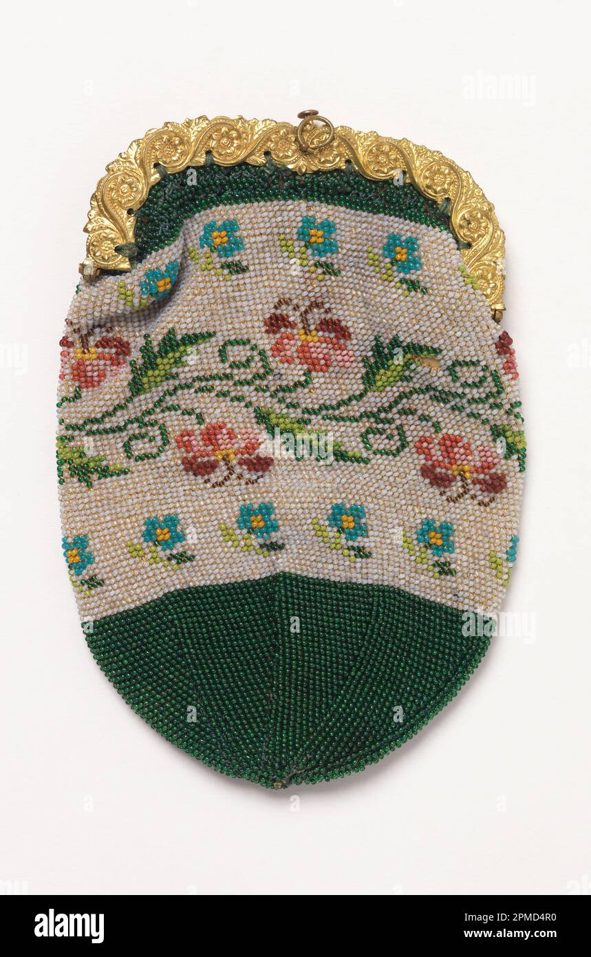 Sacchetto (sacchetto per tabacco) (USA); perline di vetro, struttura metallica Foto Stock