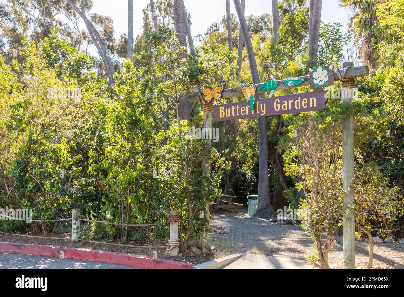 Doheny state Beach Butterfly Garden segnaletica ed entrata Foto Stock