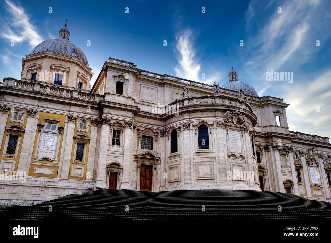 Esterno della Basilica di Santa Maria maggiore a Roma Foto Stock