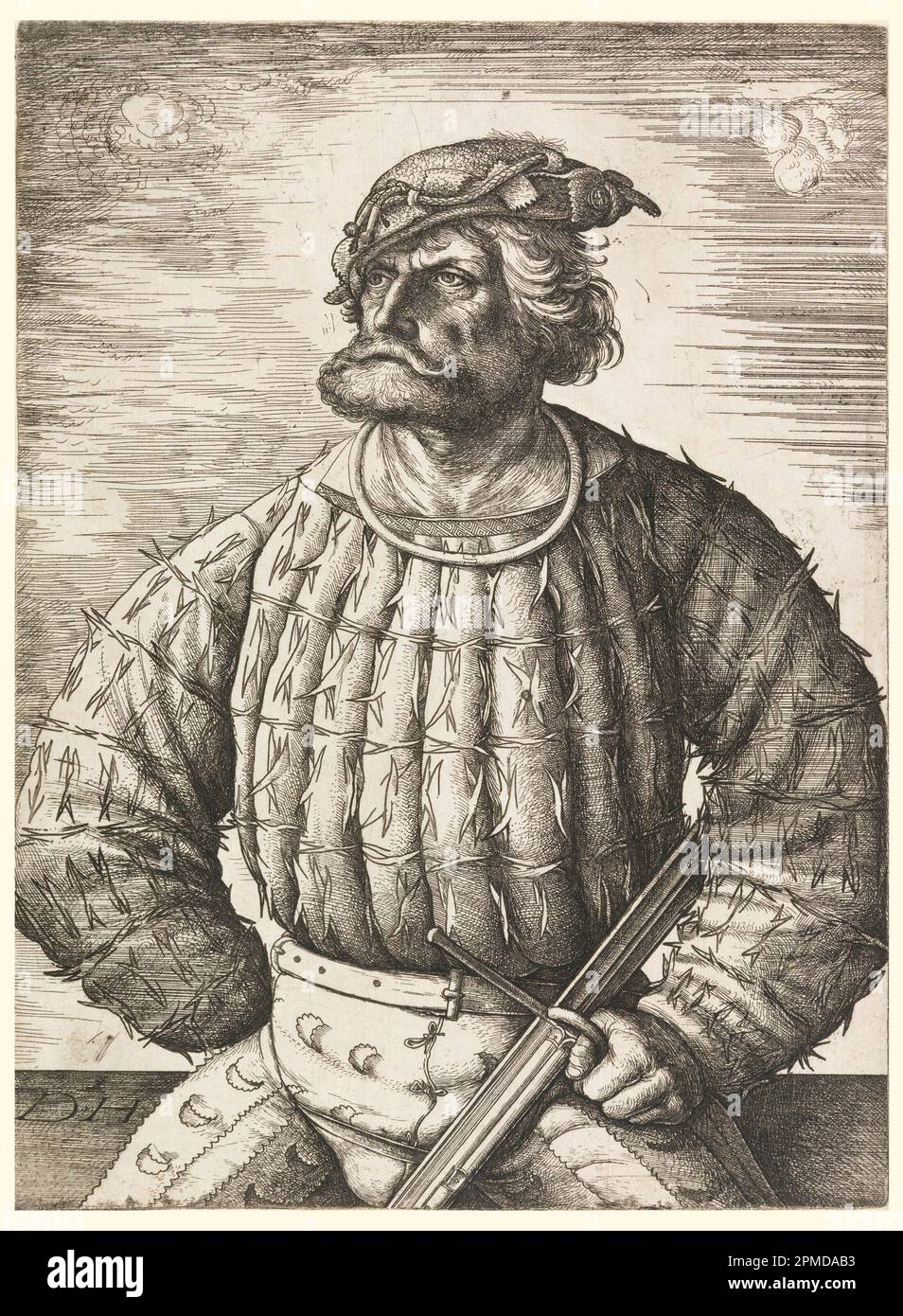 Stampa, Ritratto di Conrad von der Rosen; Print Maker: Daniel Hopfer (tedesco, 1470 - 1536); Germania; incisione su carta quasi bianca; immagine: 29,9 x 21,5 cm (11 3/4 x 8 7/16 pollici) Tappetino: 45,5 x 35 cm (17 15/16 x 13 3/4 pollici) Foto Stock Stampa, Ritratto di Conrad von der Rosen; Print Maker: Daniel Hopfer (tedesco, 1470 - 1536); Germania; incisione su carta quasi bianca; immagine: 29,9 x 21,5 cm (11 3/4 x 8 7/16 pollici) Tappetino: 45,5 x 35 cm (17 15/16 x 13 3/4 pollici) Foto Stock