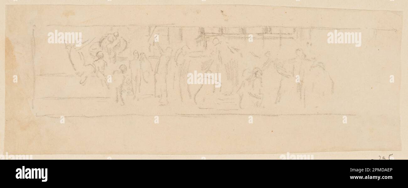 Disegno, Studio per una processione, “Vintage Festival”, Mendelssssohn Glee Club, New York, NY, 1895–1898; Robert Frederick Blum (americano, 1857–1903); USA; pastello nero pastello a pastello, grafite su carta; 7,4 x 19,4 cm (2 15/16 x 7 5/8 pollici) Foto Stock
