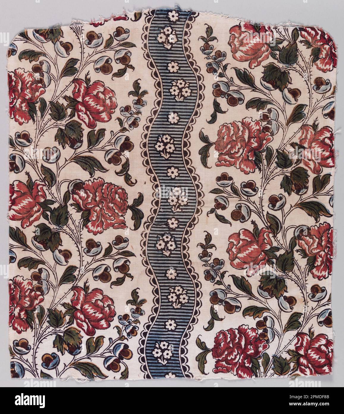 Tessile (Francia); Società: Oberkampf & Cie (Francia); ordito di lino, trama di cotone; ordito x trama (a): 53,3 x 45,7 cm (21 x 18 pollici) Ordito x trama (b): 53,3 x 45,7 cm (21 x 18 pollici) Ordito x trama (c): 53,3 x 45,7 cm (21 x 18 pollici) Ordito x trama (d): 16,5 x 97,2 cm (6 1/2 x 38 1/4 in.); Acquisto, Au Panier Fleuri Fund; 1986-84-2-a/d Foto Stock