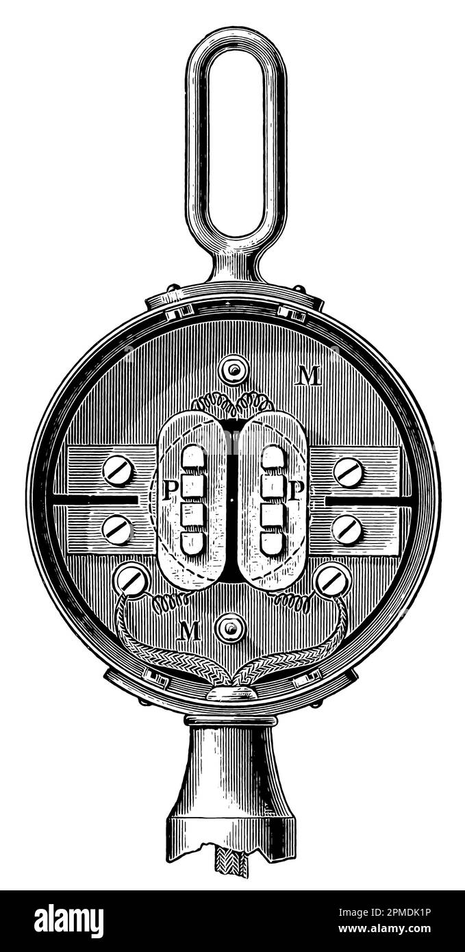 Ricevitore del Reichsport tedesco. Modello 1900. Pubblicazione del libro 'Meyers Konversations-Lexikon', Volume 2, Lipsia, Germania, 1910 Foto Stock