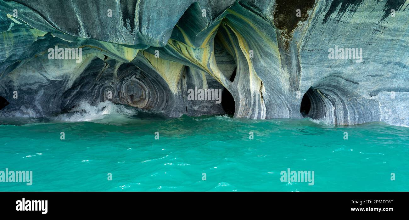 Grotte di marmo (Cattedrale di marmo), Puerto Rio Tranquilo, Aysen, Cile. Foto Stock