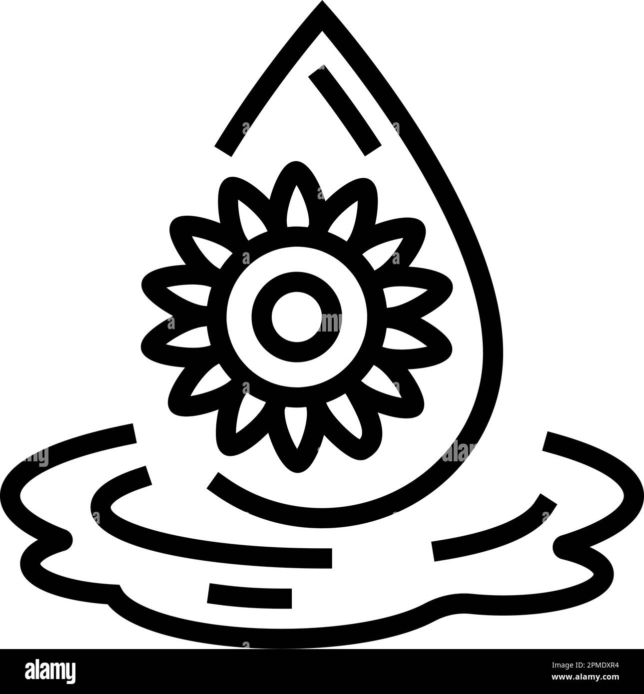 immagine vettoriale dell'icona della linea gialla liquida dell'olio di semi di girasole Illustrazione Vettoriale