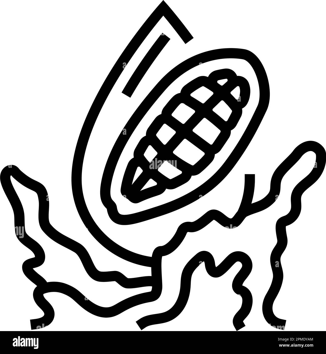 illustrazione vettoriale dell'icona della linea gialla liquida del burro di cacao Illustrazione Vettoriale