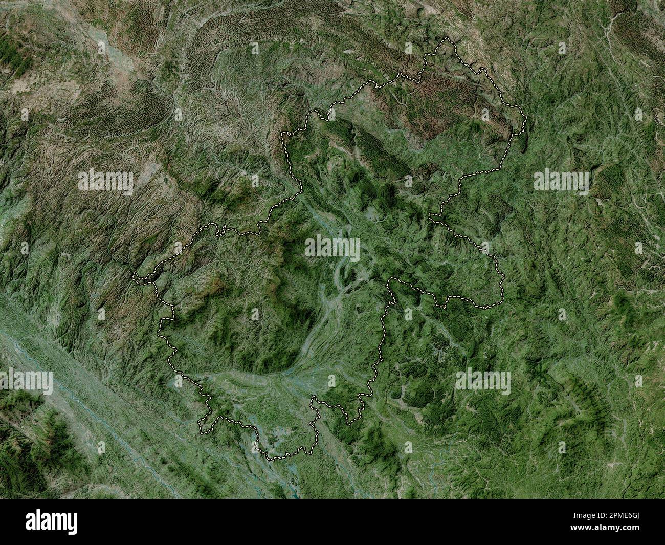 Ha Giang, provincia del Vietnam. Mappa satellitare ad alta risoluzione Foto Stock