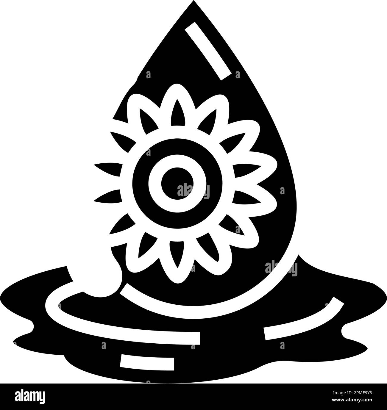 illustrazione vettore icona glifo giallo liquido olio di semi di girasole Illustrazione Vettoriale