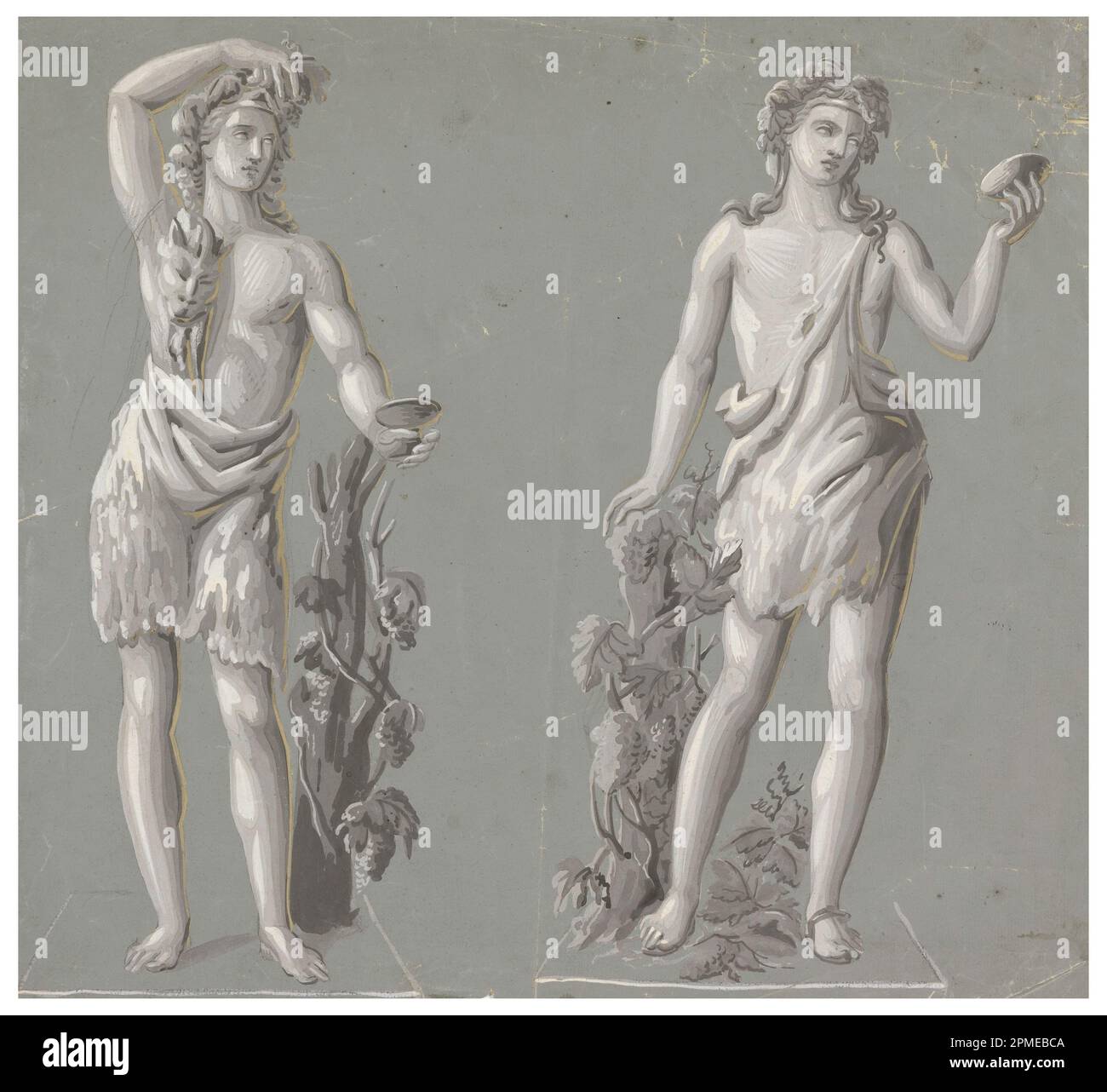 Pannello decorativo (Francia); stampato a blocchi su carta fatta a mano; 35 x 38,5 cm (13 3/4 x 15 3/16 pollici) Foto Stock