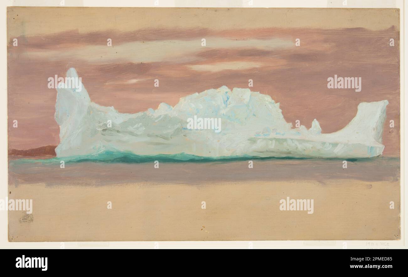 Disegno, Iceberg galleggiante sotto cielo nuvoloso, Terranova; Chiesa di Frederic Edwin (americana, 1826–1900); USA; vernice a pennello e ad olio, grafite su cartone; 30,4 x 50,9 cm (11 15/16 x 20 1/16 in.) Tappetino: 55,9 x 71,1 cm (22 x 28 pollici) Foto Stock