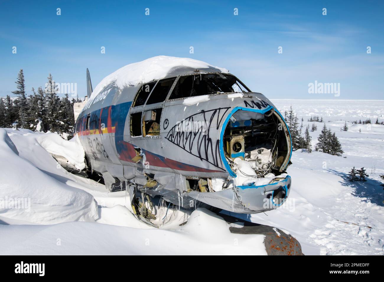 La signorina Piggy Curtiss C-46 Commando ha schiantato aerei a Churchill, Manitoba, Canada Foto Stock