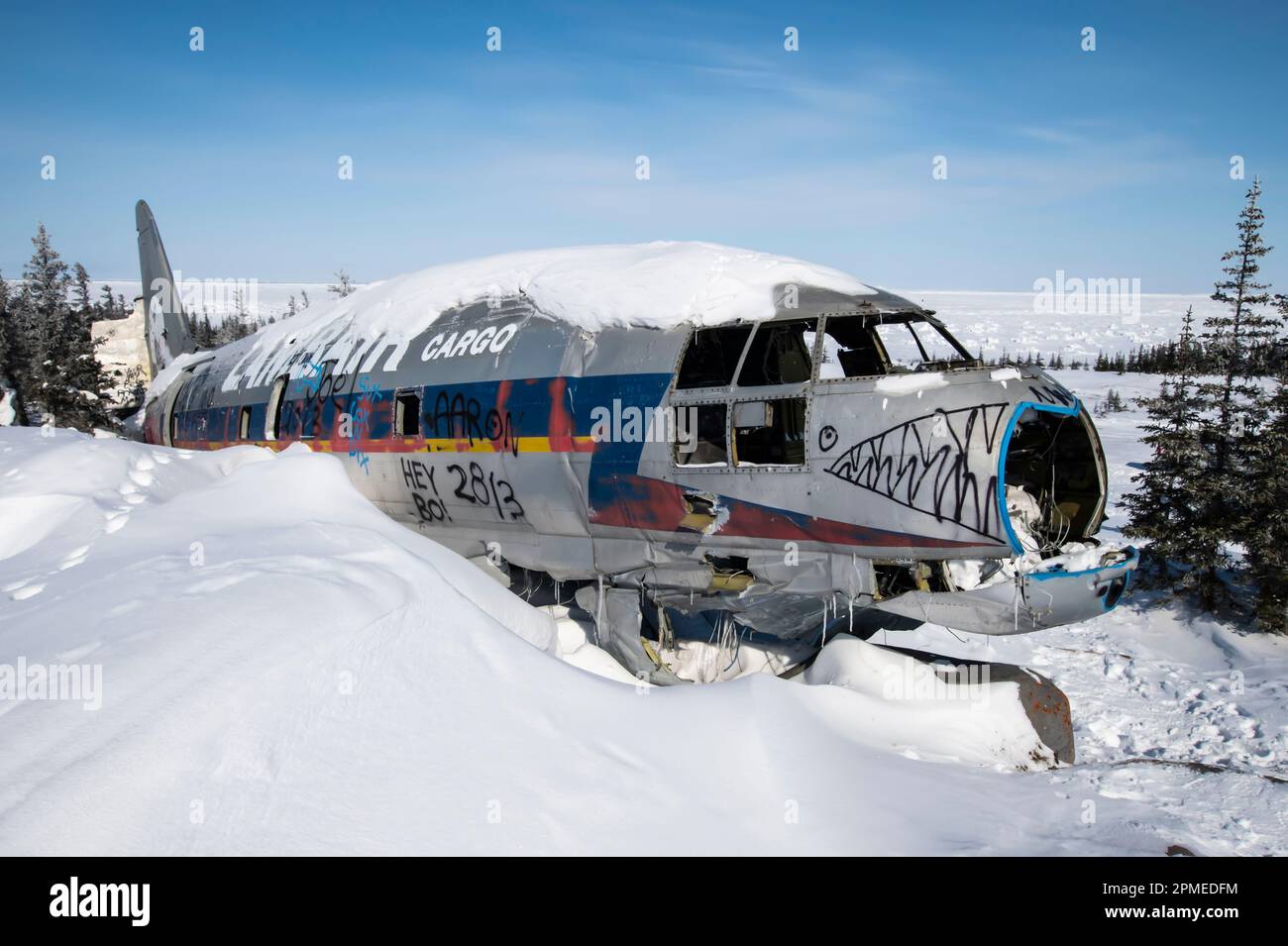 La signorina Piggy Curtiss C-46 Commando ha schiantato aerei a Churchill, Manitoba, Canada Foto Stock
