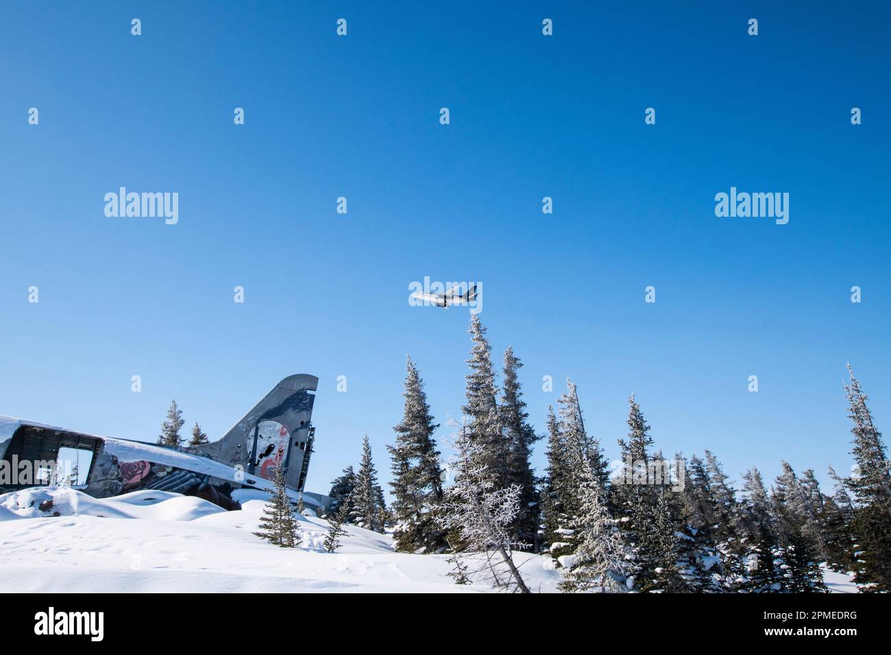 L'aereo che sorvolava Miss Piggy Curtiss C-46 Commando si schiantò a Churchill, Manitoba, Canada Foto Stock