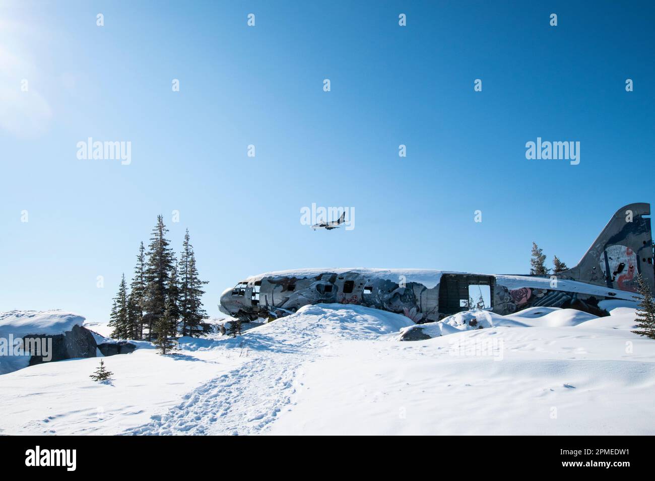 L'aereo che sorvolava Miss Piggy Curtiss C-46 Commando si schiantò a Churchill, Manitoba, Canada Foto Stock