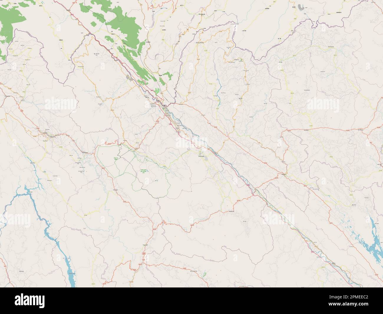 Lao Cai, provincia del Vietnam. Aprire la mappa stradale Foto Stock