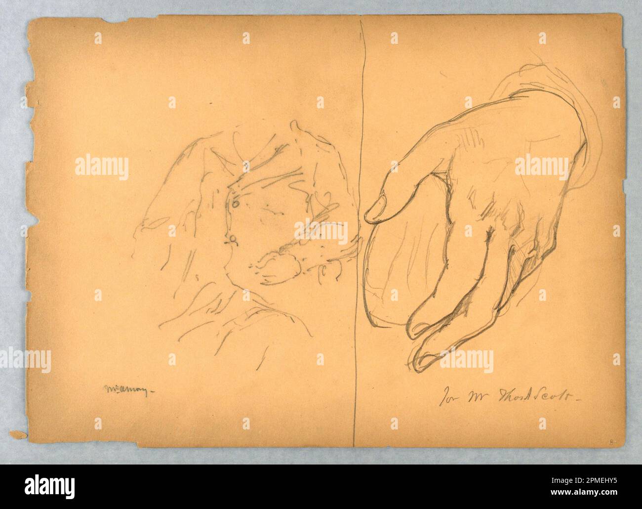 Disegni, schizzi per i ritratti di William Amory e Thomas A. Scott; Daniel Huntington (americano, 1816–1906); sitter: Moses Taylor; USA; Grafite su carta; verso: Grafite, gesso bianco; 25,5 x 35,3 cm (10 1/16 x 13 7/8 in.); Bequest di Erskine Hewitt; 1942-50-574-b Foto Stock