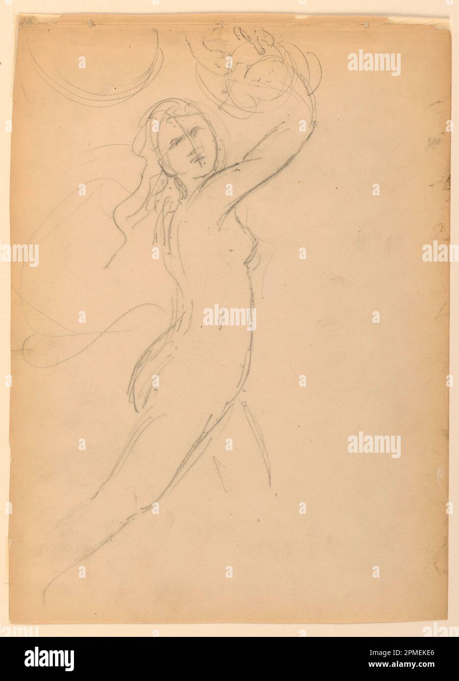 Disegno, schizzo per Bacchante; Daniel Huntington (americano, 1816–1906); USA; grafite su carta color panna; 34,9 x 25 cm (13 3/4 x 9 13/16 in.); Bequest di Erskine Hewitt; 1942-50-133 Foto Stock
