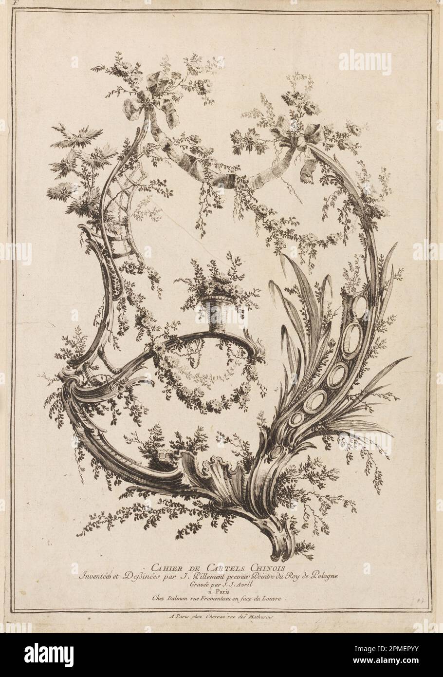 Stampa, Cahier de cartels Chinois ; disegnato da Jean-Baptiste Pillement (francese, 1728-1808); Francia; incisione su carta Foto Stock