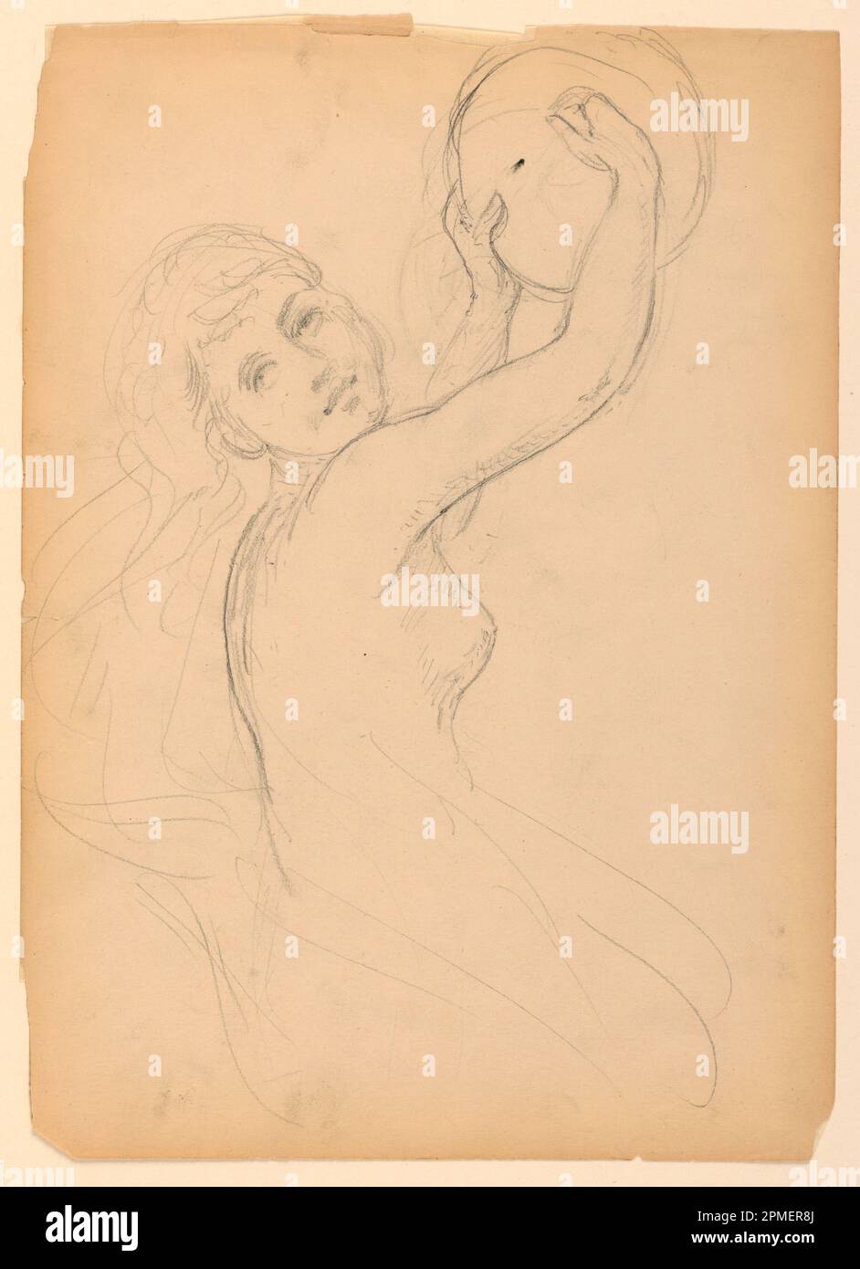 Disegno, schizzo per Bacchante; Daniel Huntington (americano, 1816–1906); USA; grafite su carta color panna; 35,7 x 25,4 cm (14 1/16 x 10 in.); Bequest di Erskine Hewitt; 1942-50-132 Foto Stock