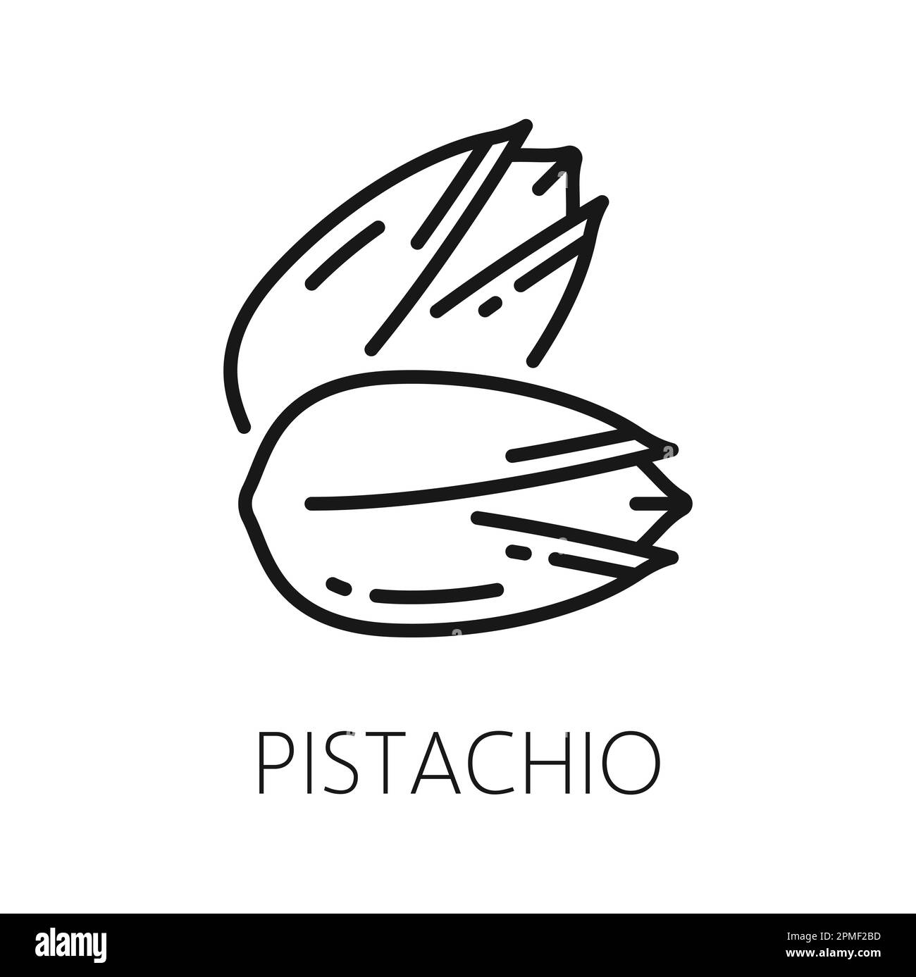 Pistacchio in guscio isolato cibo snack contorno icona, unpeeled cracked pistache secche. Vector pistacchi arrosto naturale o pistacchio Illustrazione Vettoriale