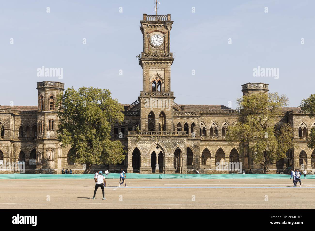 India, Gujarat, Gondal, partita di cricket prima della scuola superiore di Sangram Sinhji Foto Stock