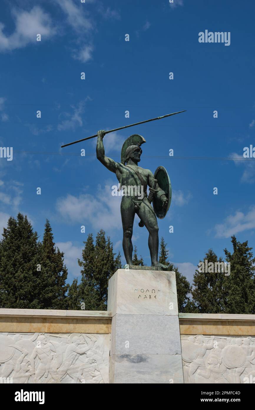 Memoriale di Leonida e 300 spartani a Thermopylae, Grecia Foto Stock