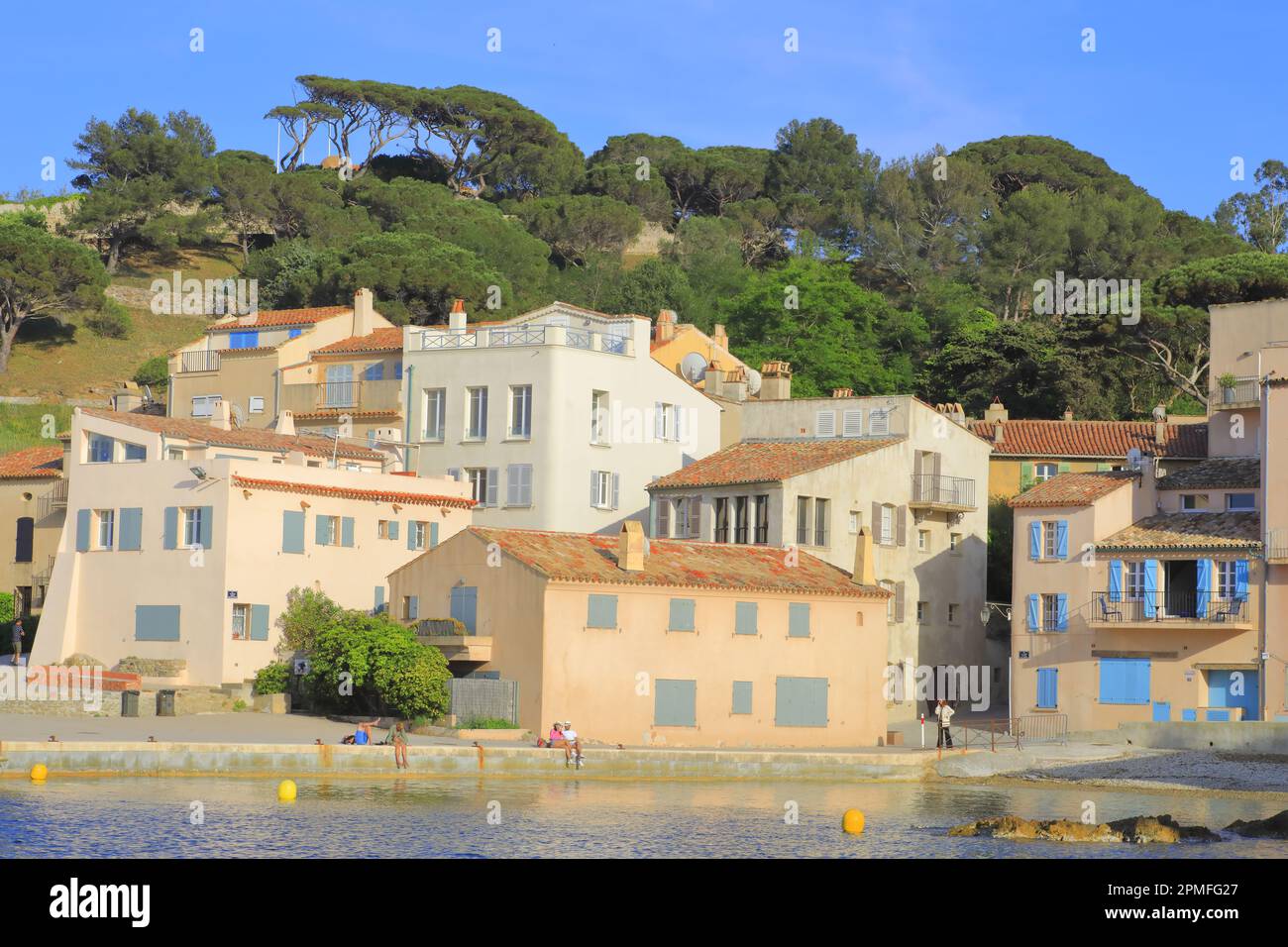 Francia, Var, Saint Tropez, Plage de la Ponche e l'ascesa della cittadella Foto Stock
