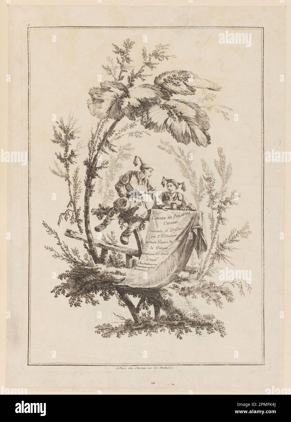 Stampa, Cahier de parasparles Chinois ; disegnato da Jean-Baptiste Pillement (francese, 1728-1808); Francia; incisione su carta Foto Stock