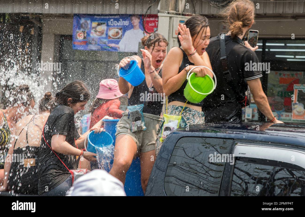 Songkran Water festival Chiang mai, Thailandia Foto Stock