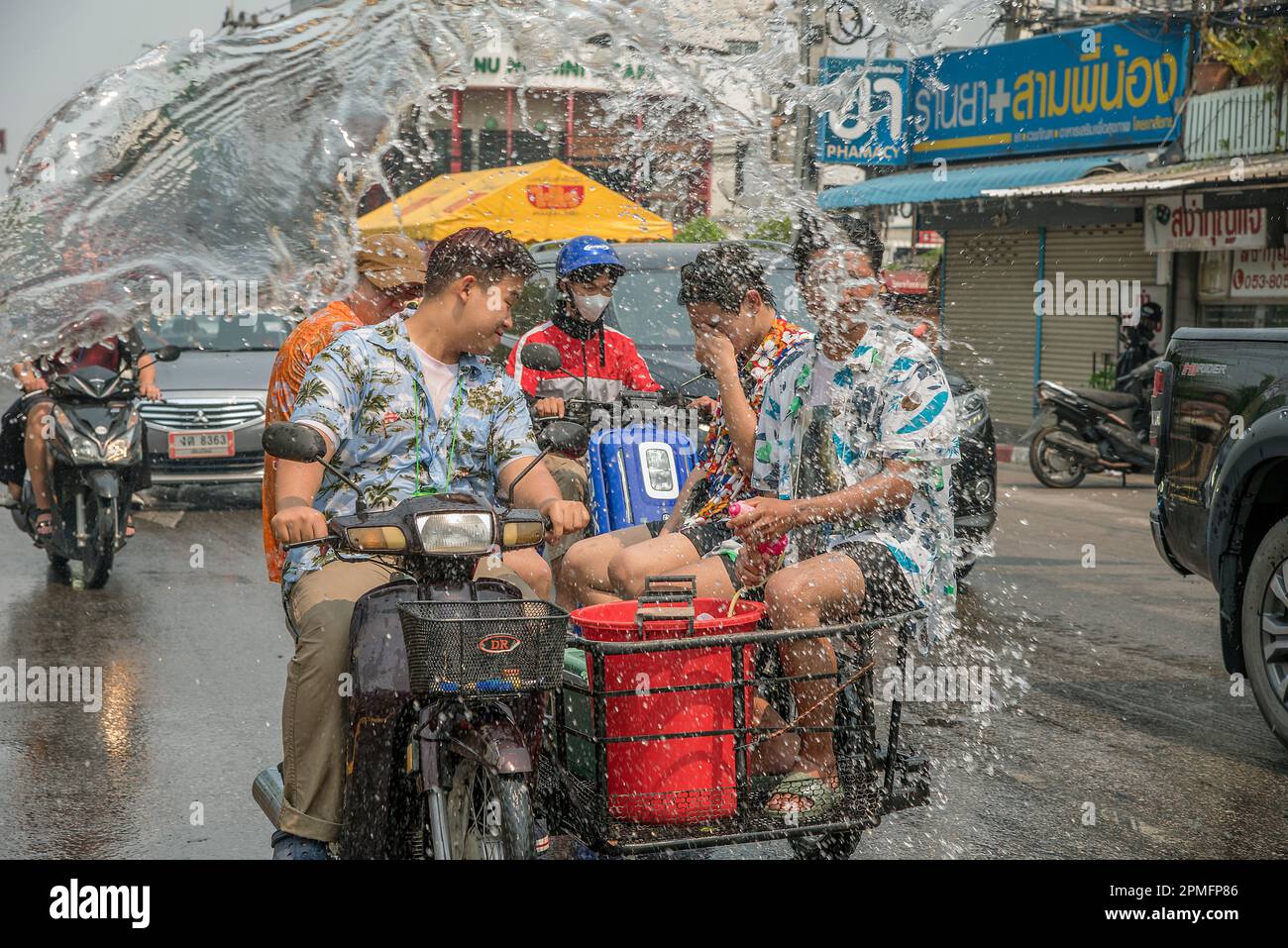Songkran Water festival Chiang mai, Thailandia Foto Stock