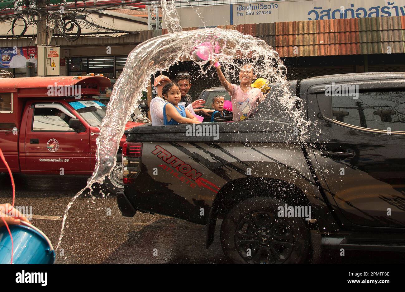 Songkran Water festival Chiang mai, Thailandia Foto Stock