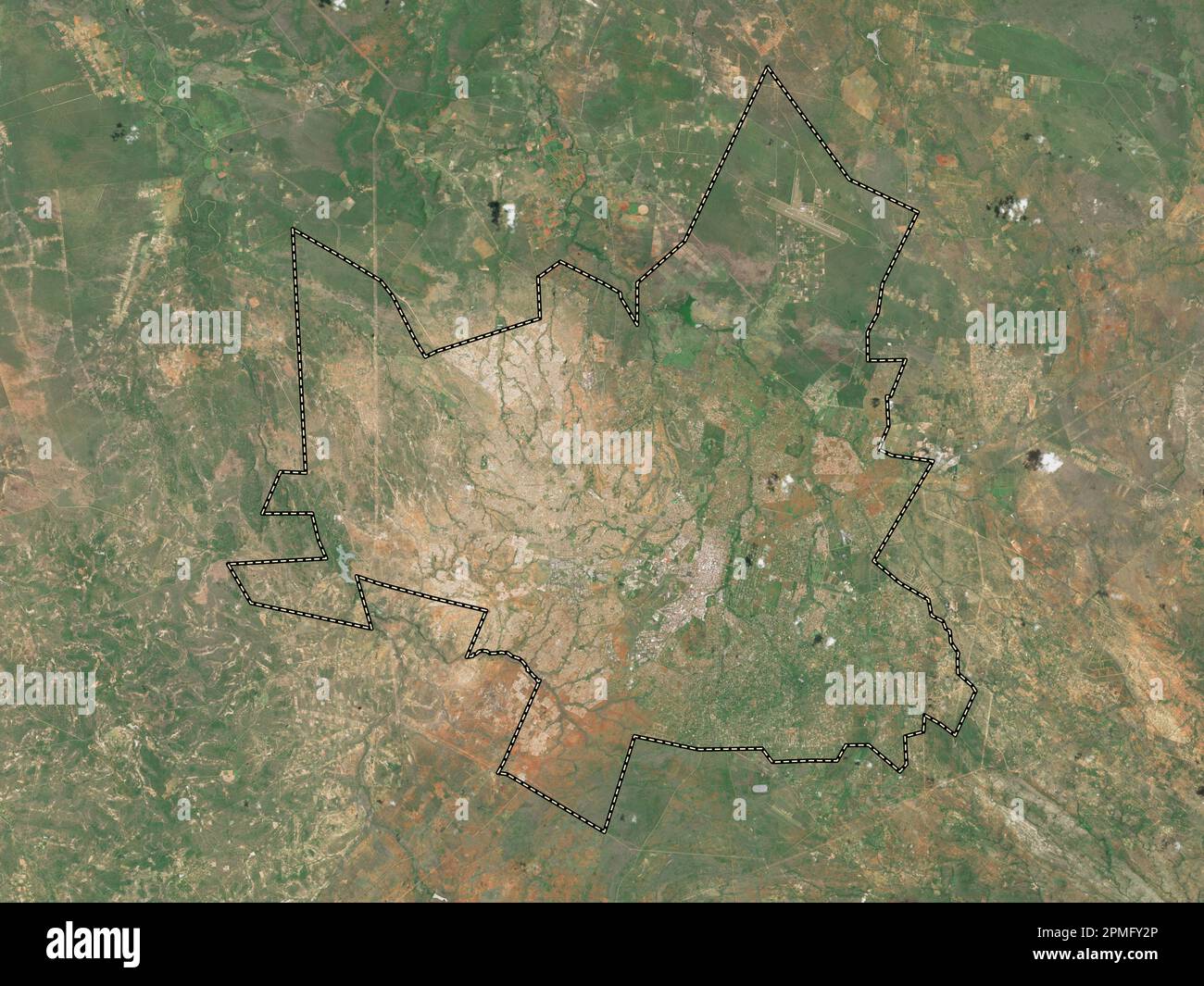 Bulawayo, città dello Zimbabwe. Mappa satellitare a bassa risoluzione Foto Stock