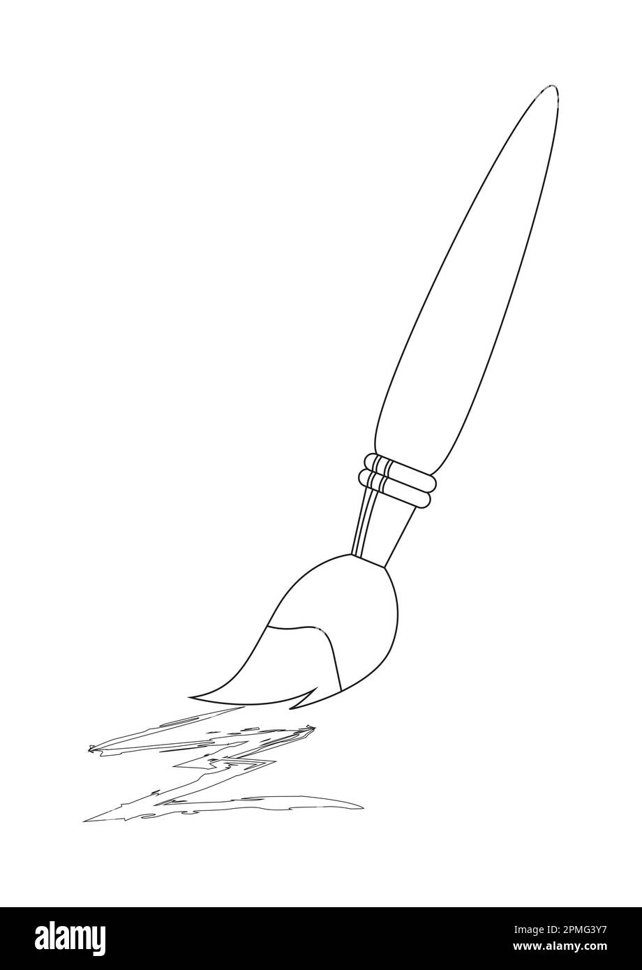 Spazzola di verniciatura in bianco e nero Clipart vettoriale. Colorazione della pagina del pennello Illustrazione Vettoriale