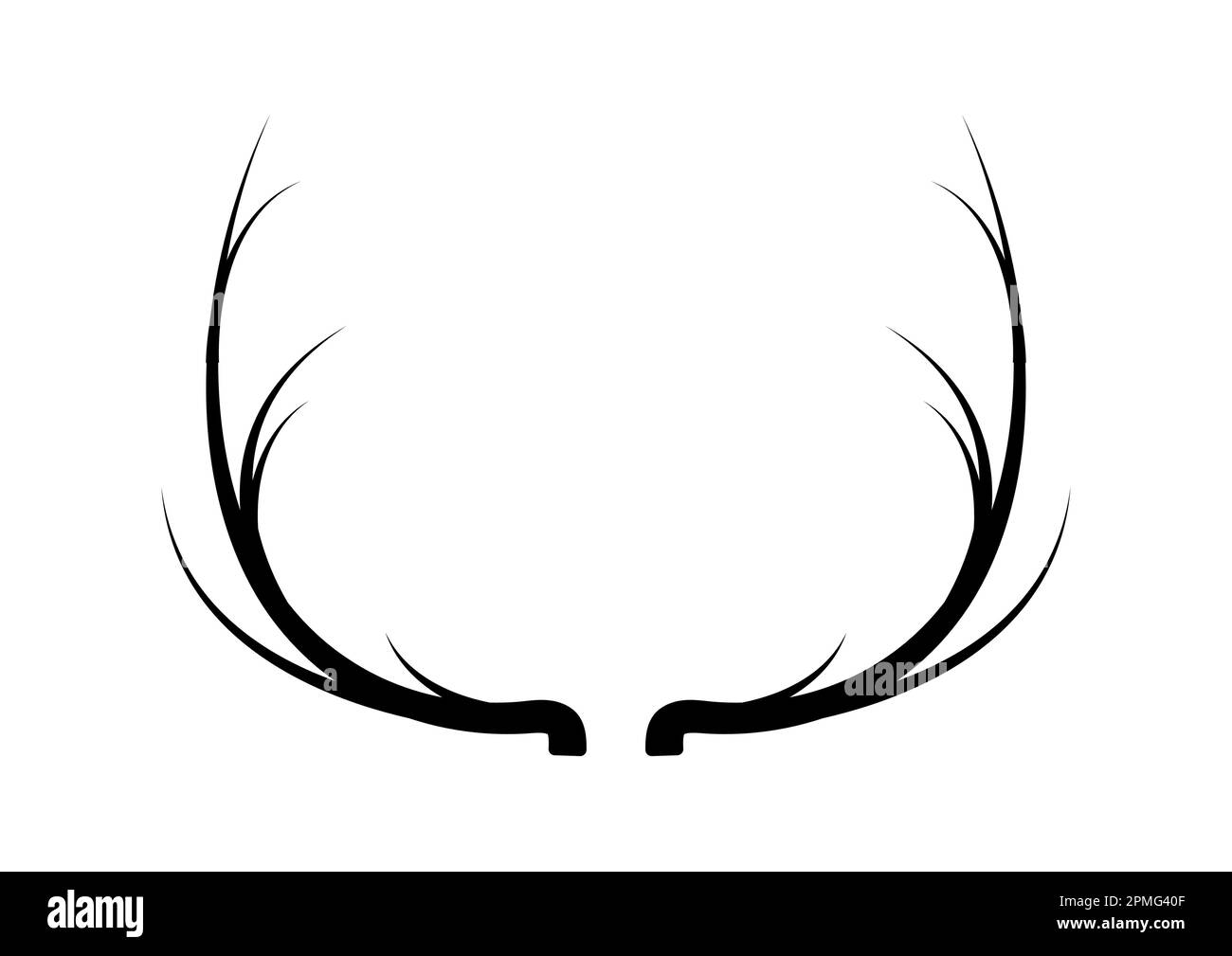 Vettore corna di cervi in bianco e nero su sfondo bianco Illustrazione Vettoriale
