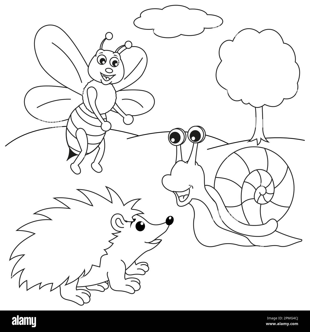 L'ape, la lumaca e l'hedgehog stanno parlando Illustrazione Vettoriale