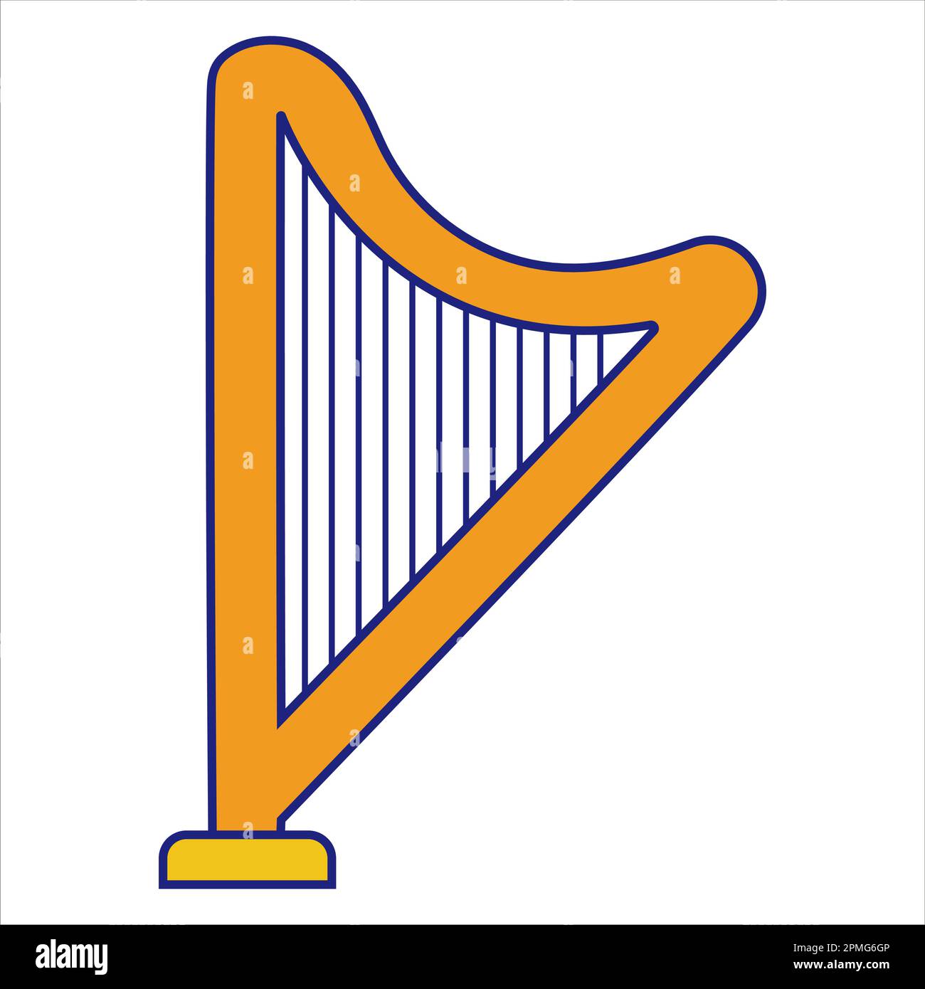 Golden Harp Icon Flat Design Vector Illustrazione Vettoriale