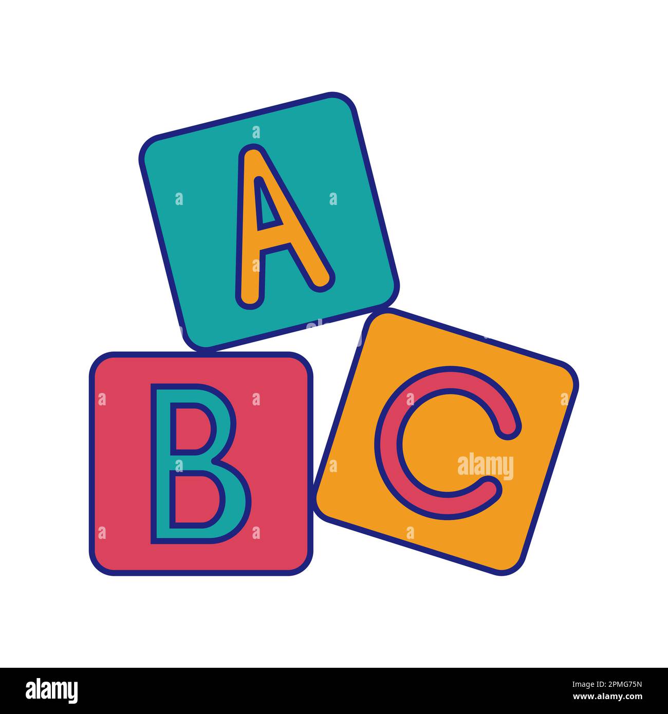ABC blocchi icona giocattolo vettore di disegno piatto Illustrazione Vettoriale