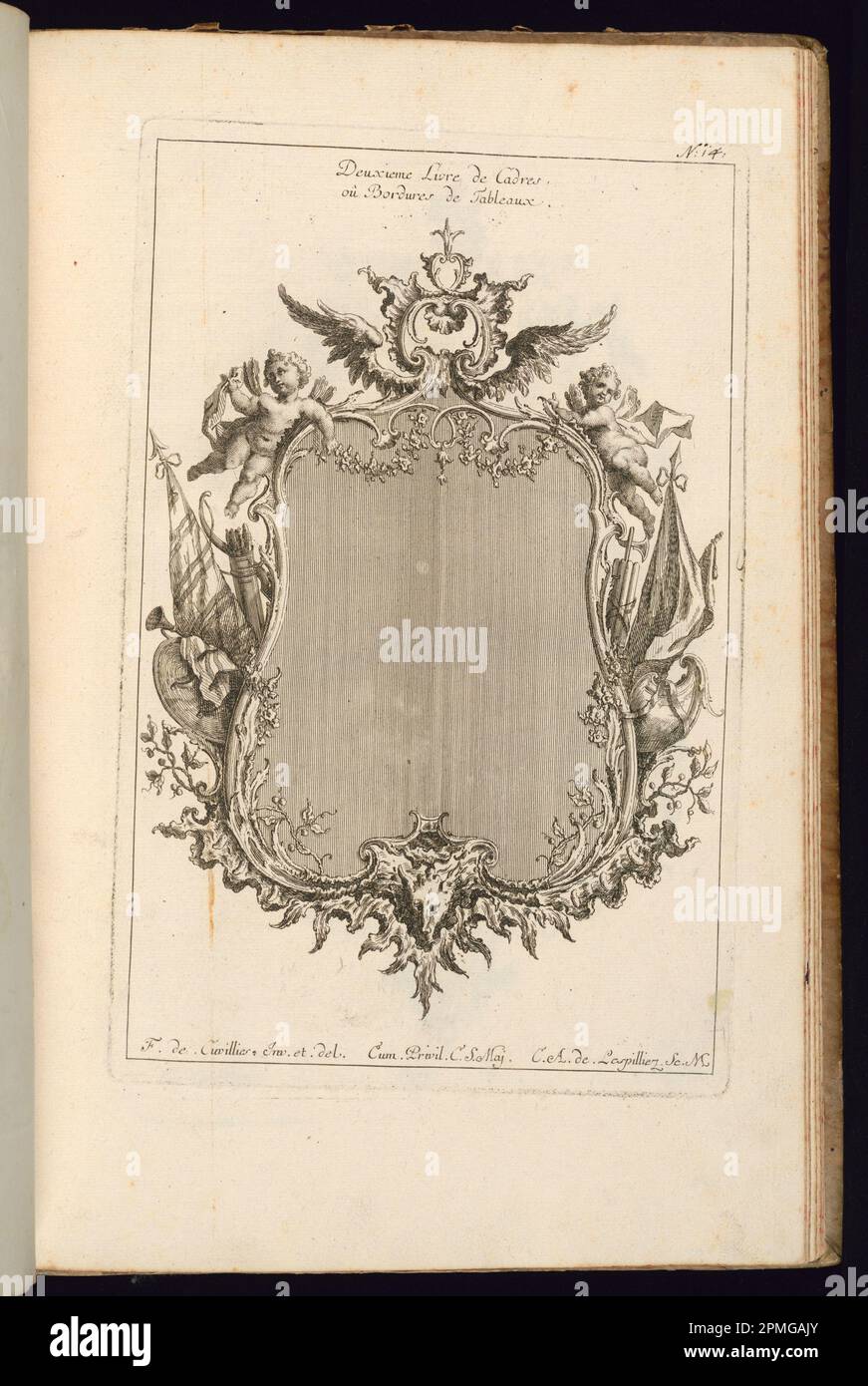 Bound Print, Title Page; Designed by Francois de Cuvilliés the Elder (Belga, Germania attiva, 1695 - 1768); Print Maker: Carl Albert von Lespilliez (tedesco, 1723 - 1796); Germania; incisione e incisione su carta; 26,5 x 17,5 cm (10 7/16 x 6 7/8 pollici) Foto Stock