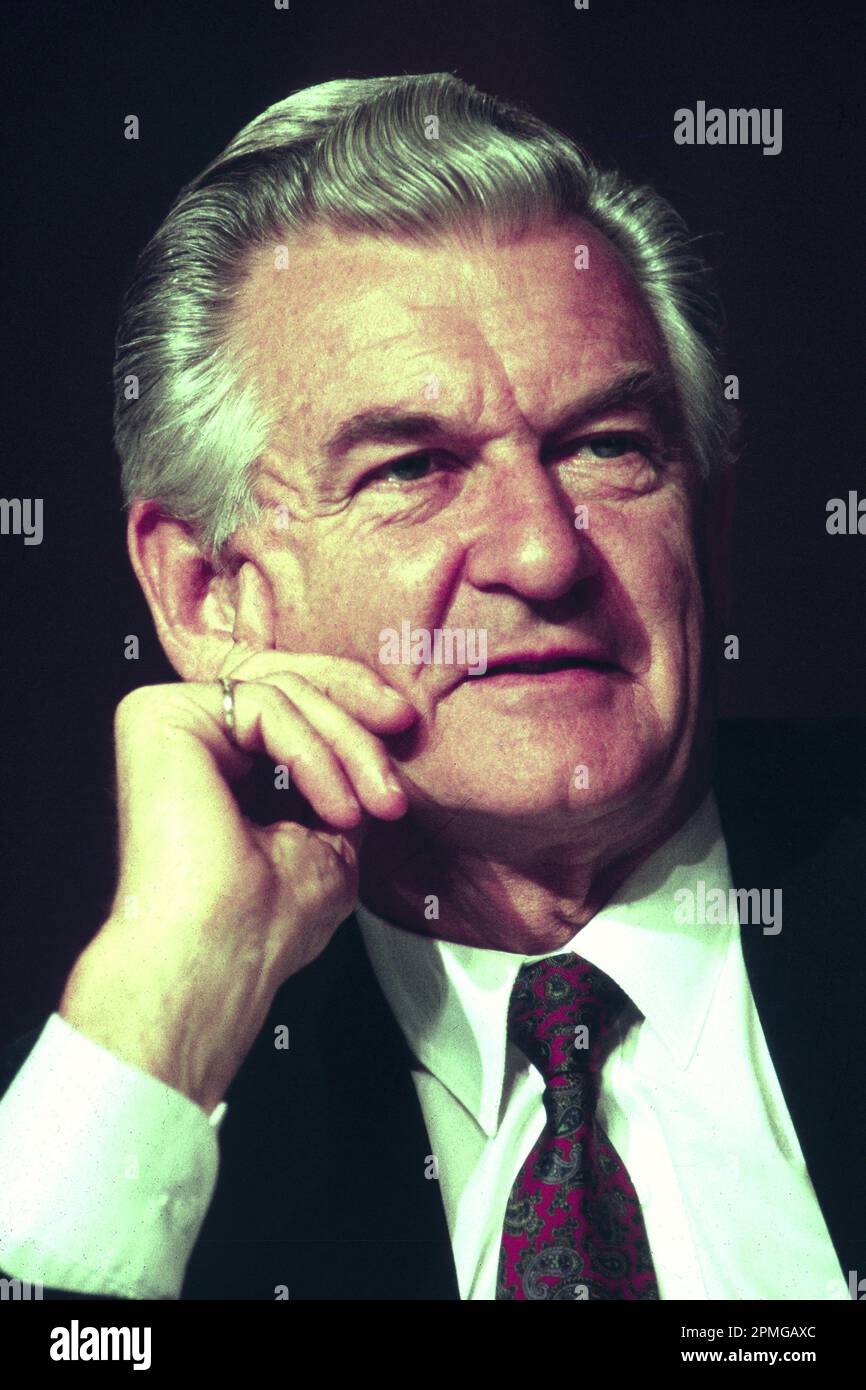 Robert (Bob) Hawke, (9 dicembre 1929 – 16 maggio 2019) il primo ministro australiano 1983-1991 è stato fotografato alla conferenza ALP di Hobart, Tasmania, dal 28th al 29th giugno 1991 Foto Stock