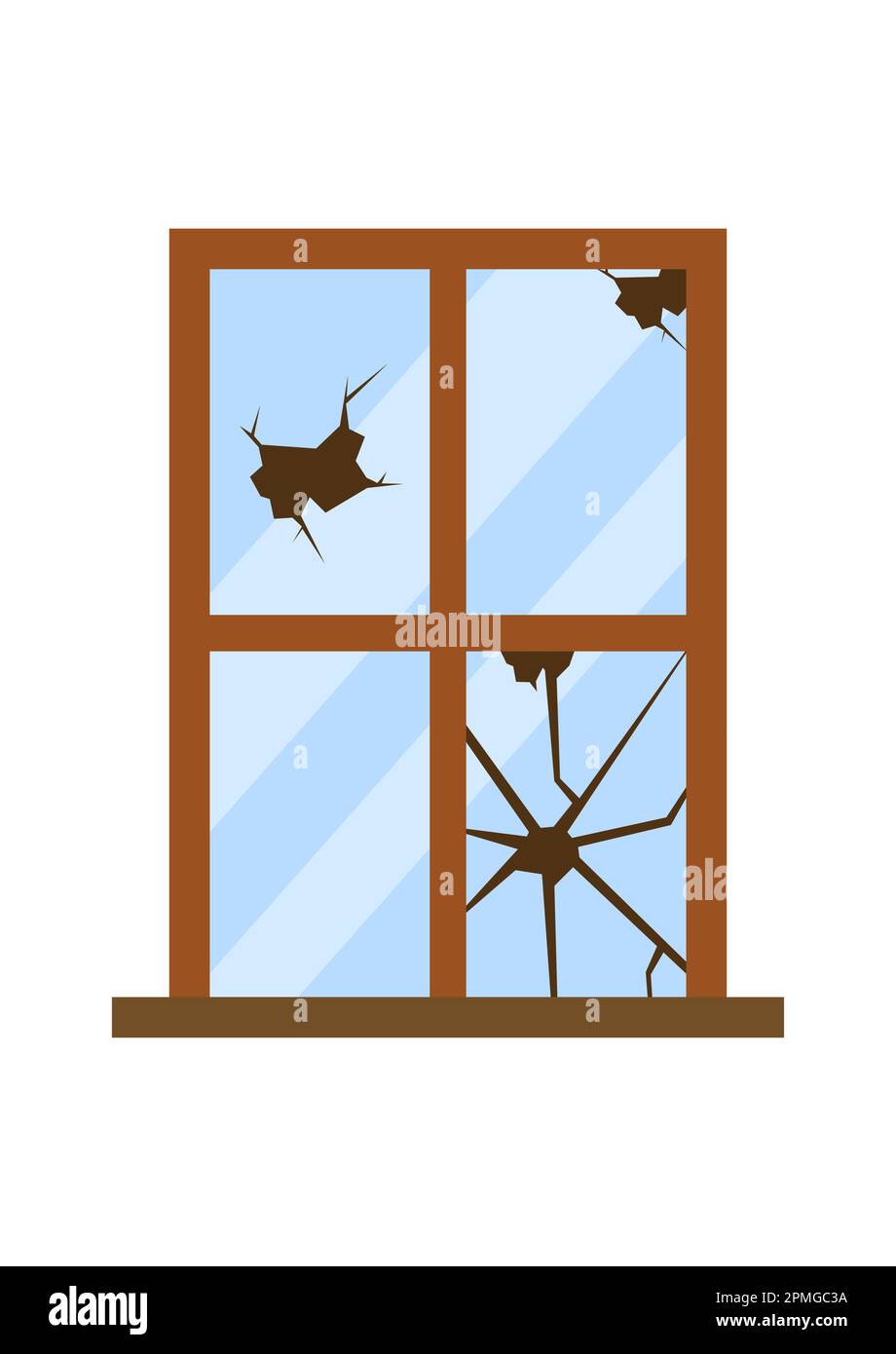 Design piatto vettoriale del clipart della finestra rotto Illustrazione Vettoriale