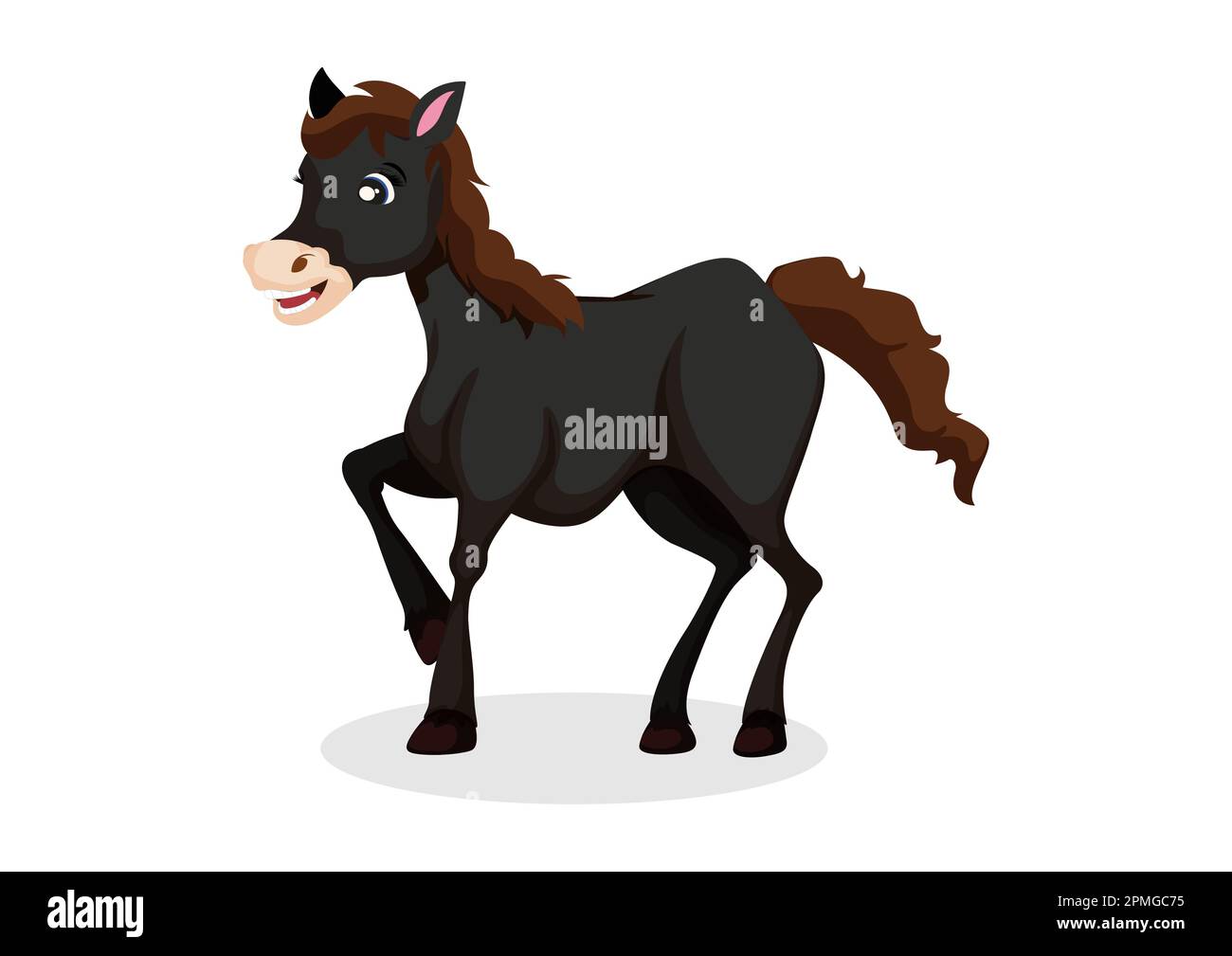 Illustrazione del vettore cavallo nero isolato su sfondo bianco Illustrazione Vettoriale