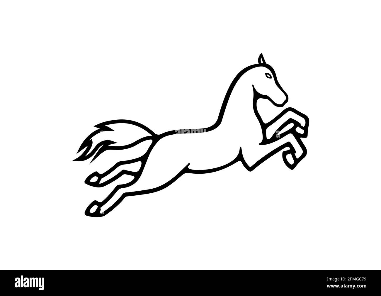 Vettore di silhouette di cavallo bianco e nero su sfondo bianco Illustrazione Vettoriale