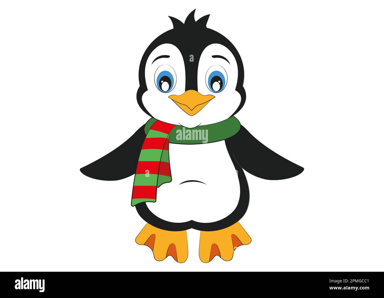 Pinguino carino con sciarpa. Pinguino vettore Illustrazione Vettoriale