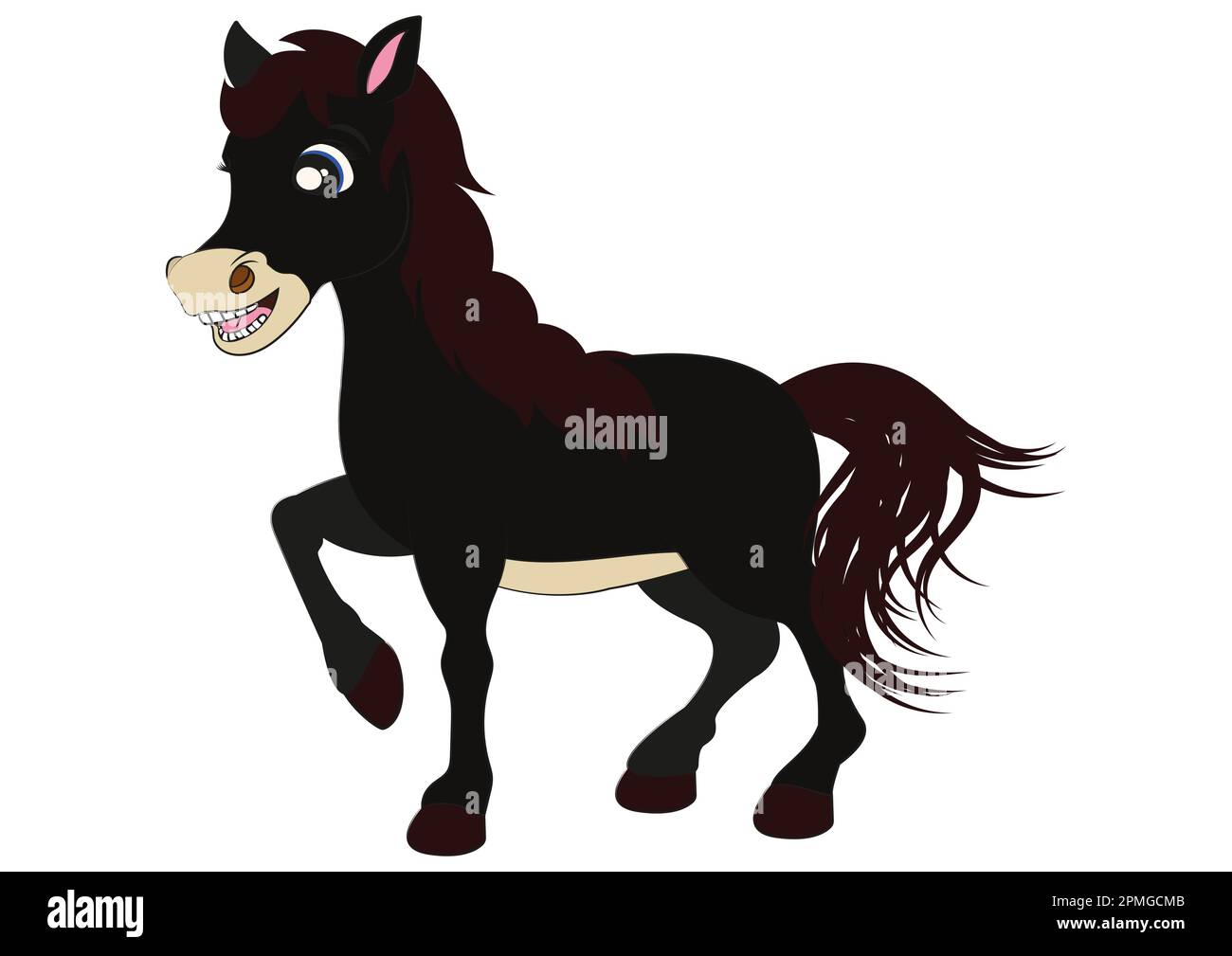 Caroon carino Cavallo. Cavallo nero vettore Illustrazione Vettoriale