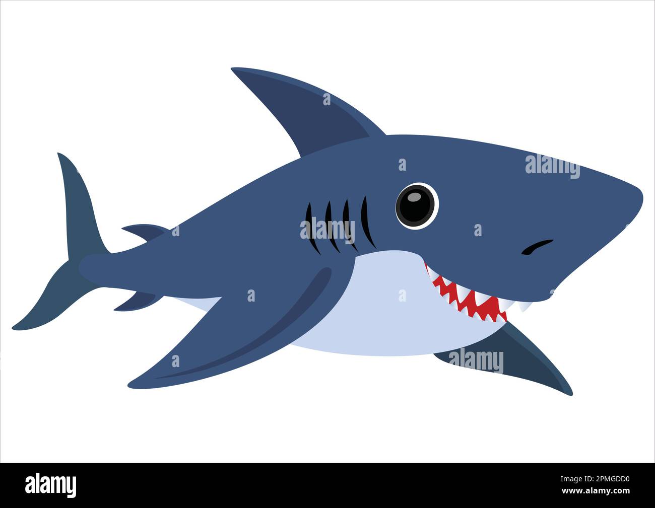 Squalo cartone animato. Illustrazione vettoriale di Shark. Clipart Shark Illustrazione Vettoriale
